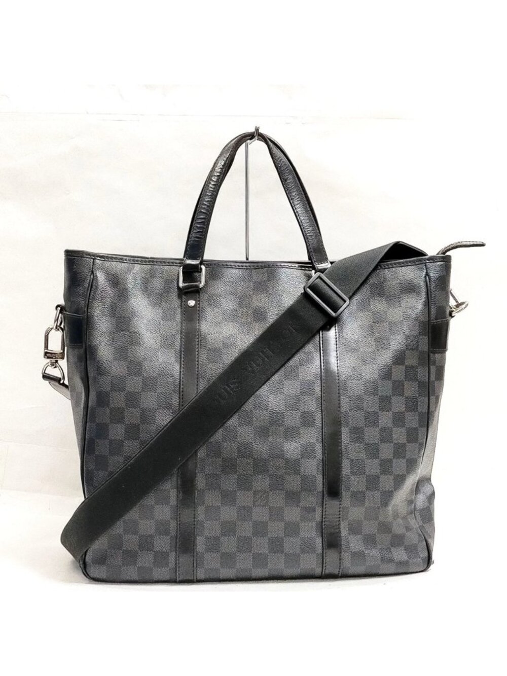 $2995 Auth. LOUIS VUITTON Made in FRANCE Damier Graphite Tadao Tote Shoulder Bag